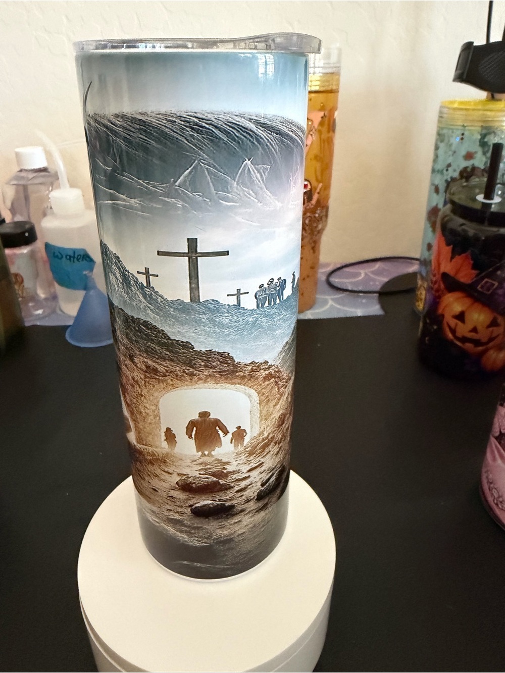 Faith theme - Blue and Brown stainless Steel tumbler